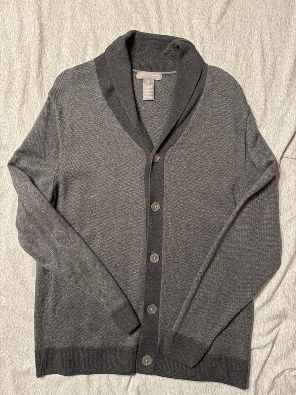 Daniel Cremieux Charcoal Gray Shawl Collar Cardigan